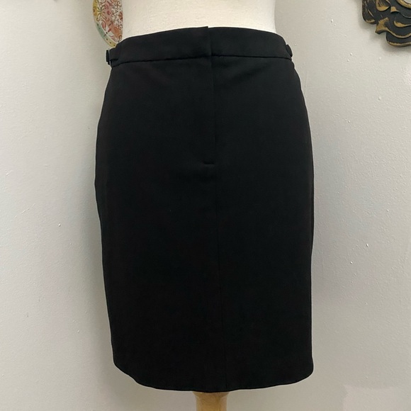 Petite Sophisticate stretch business office black midi dress skirt buckles 6 - Picture 2 of 12